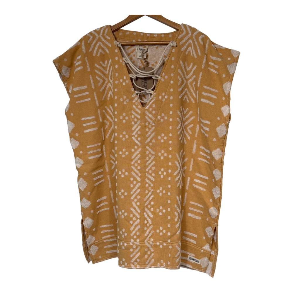 Sand Cloud Adobe Mudcloth Cover Up Sunflower Yellow Organic Cotton OS NWT